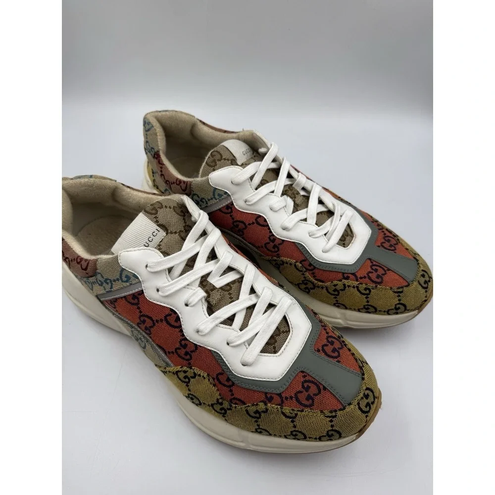 Gucci Rhyton GG Sneakers US 11.5 Multi Monogram Canvas Low Top Runners